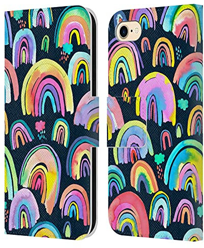 Head Case Designs Offizielle Ninola Neue Regenbogen Navy Multi Muster 4 Leder-Wallet-Hülle Kompatibel mit Apple iPhone 7 / 8 / SE 2020 & 2022