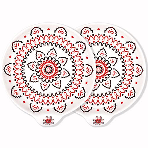 Eggsnow Lot de 2 repose-cuillères en céramique pour cuisinière, cuisine, comptoir Noir