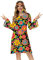Hippie-Kostüm für Damen, Halloween, buntes Blumenmuster, Groovy Gogo Glockenärmel, Party, 60er-/70er-Jahre-Kostüm, Größe M