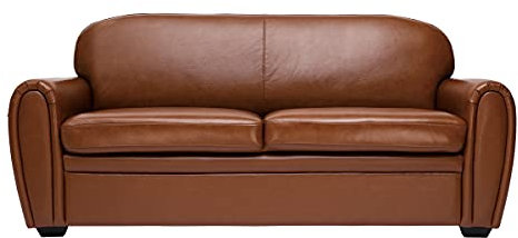 Miliboo Ledersofa, 3-Sitzer, Braun