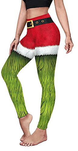 color cosplayer St. Patricks Days Leggings für Damen, hohe Taille, bedruckt, Yogahose, Urlaub, Strumpfhose, Übergröße, Santa Green, M
