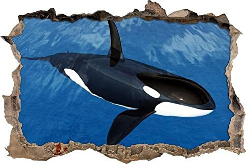 Gougeltd Wandtattoo - Wandbild Wanddurchbruch - schöner orca im blauen meer - Aufkleber für die Wand Wanddeko fürs Kinderzimmer- Wanddekoration 65x98cm