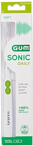 GUM Sonic Daily 4100 - Spazzolino da denti morbido, colore: Bianco