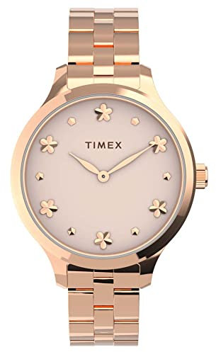 Timex Women's Peyton 36mm Quartz Dress Watch with Stainless Steel Strap, Rose Gold, 14 (Model: TW2V23400VQ)