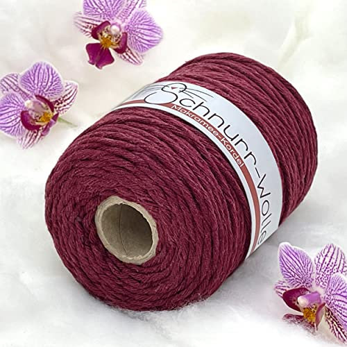 Wohnkult 100 m Makramee Baumwollkordel Baumwollschnur gedreht Ø 3mm 28 Auswahl (Bordeaux)