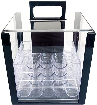 Yuanhe Deluxe Acryl-Poker-Chip-Träger (1000 Chip-Kapazität) mit 10 Chip-Racks/Chip-Tabletts