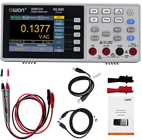 OWON XDM1241 Multimetro Digitale Portatile, Multimetro Digitale Desktop da 3,5 Pollici, Tester di Temperatura LCD True RMS da 55000 Conti per Strumenti e Laboratori, Fabbriche