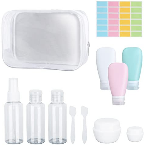 Darbermu Travel Bottles Set for Toiletries, 12 Pack Leak Proof Refillable Squeezable Containers with Spray Bottles Pots, Silicone Travel Bottles for Toiletries Lotion Cream Shampoo (90ml)