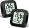 Flintronic Mini LCD Thermometer, 2 Stück Digital Thermometer Innen, Hygrometer Innen, Thermometer Hygrometer, Kabelloses, Luftfeuchtigkeit Meter für Babyzimmer Wohnzimmer Büro Gewächshaus(Schwarz)