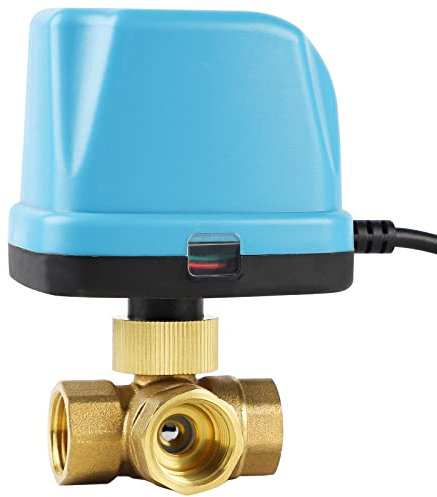 SWAWIS 3 Wege Kugelventil Motorkugelhahn Zonenventil DN15 G1/2 Zoll AC 230V Motorventil Elektrisches Ventil Messing Absperr Umschalt Kugelventil Zweiwegeventil für Flusssteuerung