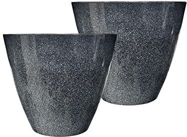 SG Traders Plastic Plant Pots Flower Pot with Drainage Holes, Garden Planters for Outdoor, Plant Containers for Home, Stylish Glossy Design Garden Flowers Pot, Set of 2, 30cm Outdoor Flower Pots
