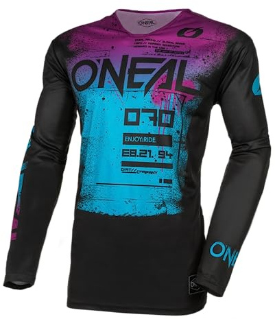 O'NEAL | Motocross-Shirt langarm | MX MTB Mountainbike | Leichtes Material, ergonomischer Slim Fit Schnitt für perfekte Passform | Mayhem Jersey Scarz V.24 | Erwachsene | Schwarz Blau | Größe S