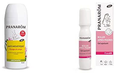 Pranarôm Roller Anti-Moustiques Bio Efficacité 7 Heures aux Huiles Essentielles Biologiques Aromapic 75 ml & Roller Huiles Essentielles Après-Piqûres Bio - Gel apaisant – Pranabb - 15 ml