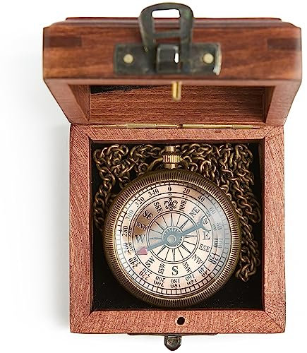 Handgefertigter antiker Vintage-Messingkompass | King Charles Krönung | exquisiter nautischer Kompass für Heimdekoration | Taschenkompass Geschenk für jeden Anlass