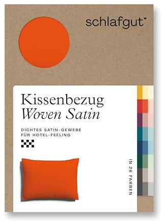 schlafgut Woven Satin Kissenbezug 60x80 cm Red Mid Uni in Premium Hotelqualität, Kopfkissenbezug einzeln mit 100% weicher Baumwolle