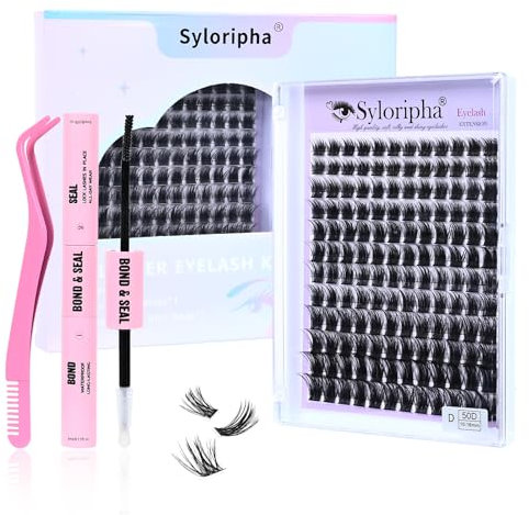 Ciglia Finte Ciuffetti,Kit Di Estensione Ciglia,144 Pezzi D Curl,10-16mm,Kit Extension Ciglia Con Colla Bond And Seal Lashes,Pinzette Per Uso Personale E Domestico Fai Da Te(Set di ciglia 50D)