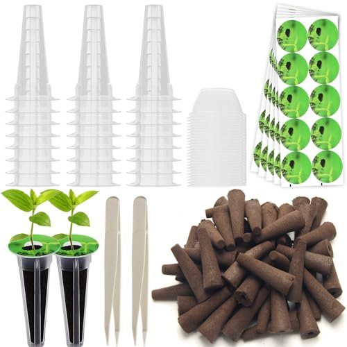 Windspeed Spugne per coltivazione idroponica, 150P Grow Anything Seed Pod kit include 50 spugne da coltivazione, 48 cestini da coltivazione, 48 cupole, 50 etichette per cialde, 2 pinzette