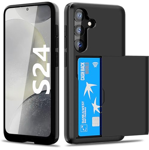 ACOCOBUY Coque pour Samsung Galaxy S25 S24 Étui Portefeuille Fente pour Carte Crédit Cachée Coque avec Porte-Cartes Antichoc Housse Protection à Double Couche Étui Housse Arrière 6,2 pour hommes Noir