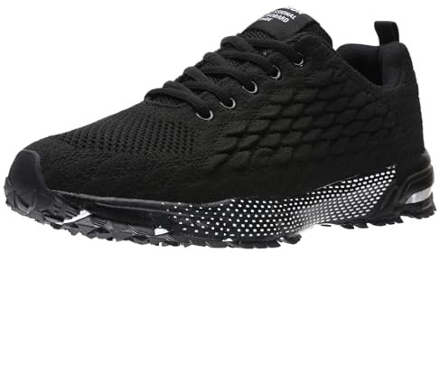 ASHION Sneaker Herren Laufschuhe Sportschuhe Leichte Turnschuhe Straßenlaufschuhe Outdoor Joggingschuhe Atmungsaktiv Running Schuhe,C Alles Schwarz,39 EU