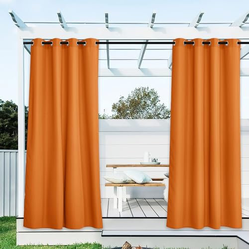 NICETOWN Vorhänge für Innen- und Außenbereich, wasserdicht, 2 Stück, rostfreie Ösen, Privatsphäre, Halloween-Dekorationen für Pool, Pergola, Arbor0 (Orange, B 55 x L 108)