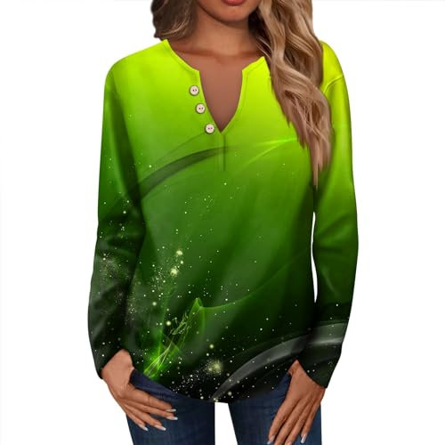 LSAltd Langarmshirt Damen Weihnachtspulli Familie Set Ugly Sweater Bluse Damen Elegant Jeans Gefüttert Damen Damen Hoodie Mit Kapuze Mantel Damen - Mantel Sherpa Jacke Damen（1-Green,3XL）