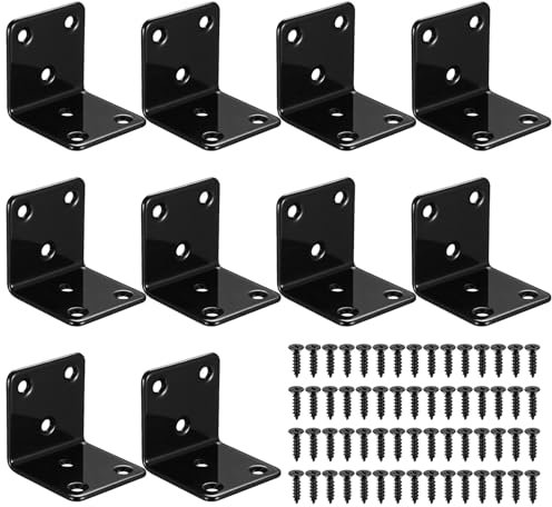 10 Pcs Equerres d'Assemblage, Équerres de Plaque Perforée, 40x40x40mm Connecteur d'Angle, Equerre de Fixation, Équerre de Fixation en Métal pour Bois Equerre Fixation Angle Support en forme de L