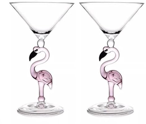 soulnioi Cocktail Glasses Set of 2,Flamingos Shaped Cocktail Glasses,Quality Champagne Glasses,Exspresso Martini Glasses,for Wedding,Party,Family Dinner for Lady Gift 200ML