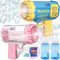 Beria 2 Stück Seifenblasenpistole Seifenblasenmaschine Kinder Spielzeug Bubble Gun Elektrisch Blasenmaschine Blasenspielzeug Hochzeit Party Outdoor Geburtstag Geschenke für 3-8 Jahre Mädchen Junge