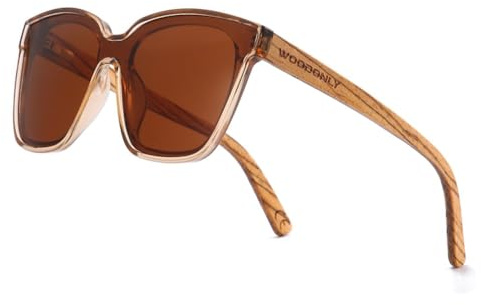 WOODONLY Holz Übergroße Polarisierte Sonnenbrille - UV400 Schutz Modern Shades für Herren und Damen Perfekte Geschenke