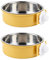 KuTi Kai 2 IN 1 Stainless Steel Pet Hanging Bowl Removable Dog Bowl for Crates Puppy Food Feeder Water Dish with Bolt Holder Dog (Yellow-Large-2Packs)