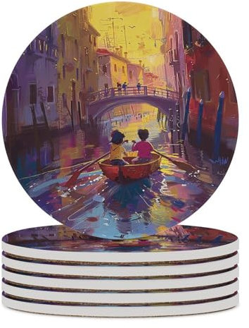 Untersetzer für Getränke, Keramik-Untersetzer mit Kork-Unterlage, hitzebeständige Getränkeuntersetzer für Couchtisch, Untersetzer für Tischschutz, 10,4 cm, 6 Stück