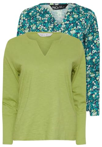 M&Co Signature Set 2 Pack Light & Floral Print Cotton Notch Neck T-Shirts - Women's