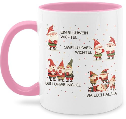 Tasse Tassen 325ml - Weihnachtstasse - Ein Glühwein Swei Glühwein | Wichtel | Weihnachten | Weihnachtsmarkt | Weihnachtsmotiv I Weihnachtsmarkt I Adventszeit - 325 ml - Rosa - gross