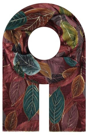 Majea Damen Halstuch Rot (Mehrfarbig) 180cm x 90cm Viskose Gestreift Edler metallic-print und stimmige Farbkombinationen Frauen-Schal