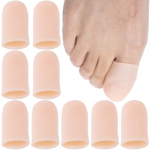 Alpinleux 10 Pack Gel Toe Protectors, Soft Toe Covers for Big Toe, Beige