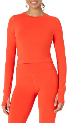Amazon Essentials Maglia Corta Tecnica a Maniche Lunghe in FormFlex Morbidissimo, vestibilità Aderente, per Abbigliamento a Strati Donna, Ross Brillante, XL