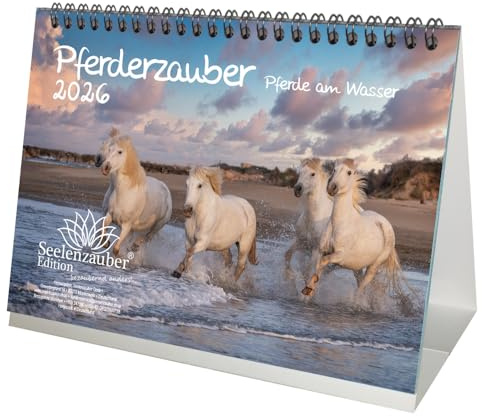 Seelenzauber Pferdezauber - Pferde am Wasser DIN A5 Tischkalender für 2026 Pferde und Fohlen