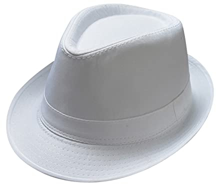 Foweknow Chapeau Panama unisexe - Chapeau d'été - Chapeau de plage - Chapeau de soleil - Chapeau de jazz - Chapeau en feutre à large bord - Style britannique - Couleur unie, Blanc., taille unique