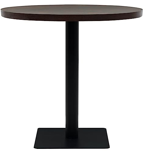 Homvdxl Stehtisch, Stehtisch, Stehtisch, rund, 80 x 75 cm, MDF-Platte & Stahlfuß, einfache Montage, für Küche, Wohnzimmer, Industriestil, Braun