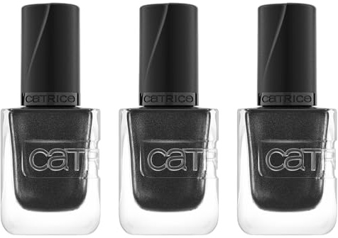 Catrice GEL AFFAIR Nail Lacquer, Nagellack, Nr. 044, Schwarz, langanhaltend, Einfach zu entfernen, vegan, ohne Mikroplastikpartikel, ohne Konservierungsstoffe, ohne Parfüm, 3er Pack (3x10.5ml)
