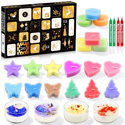 Candle Advent Calendar 2025 Women, 24 Types of Christmas Candles Scented, Candles Gifts for Mother, Sister, Daughter, Girlfriend