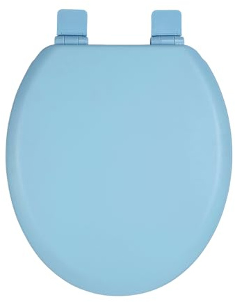 WC-Sitz Holzkern, Ｍatt – Soft-Touch & ultraglatt (ohne Orangenhaut), Absenkautomatik & Schnellverschluss (Easy-Clean) – O-Form, Lochabstand 155 mm – PIKLiDS (Himmelblau matt)