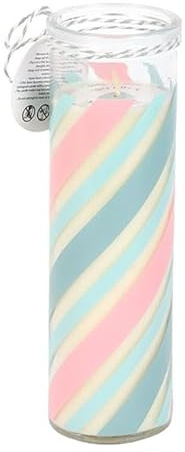 Candy Stripe Bubblegum Tube Candle | 55-Hour Burn in Blue Rock-Style Glass Jar | Sweet Bubblegum Scent | Quirky Gift with “You Rock” Tag | Fun Retro Summer Home Decor