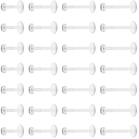 LXUEJIE Transparente Piercing-Halter, 4 Größen, transparente Ohrringe, Kunststoff-Ohrringe für Sport, Arbeit, Chirurgie, Acryl, Push-Top-Piercing-Halter, Kunststoff, Ohrstecker, 28 Stück