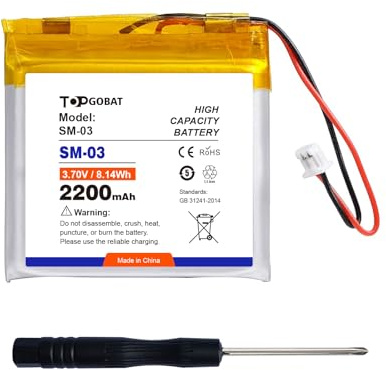 TOPGOBAT 624038 Batterieersatz, 2200 mAh hohe Kapazität, kompatibel mit Sony WH-1000XM3/WH-1000XM4/WH-XB900N/WH-H910N/WH-CH710N Bluetooth Wireless Noise Cancelling Stereo-Headset SM-03 SP 624038