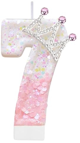 Mavouri Rosa Krone Geburtstagskerzen Zahlen 7 Jahre, Krone Kerze 7 Geburtstag Mädchen, Rosa Kronen Geburtstagskerze 7. Geburtstag Mädchen, Kronen Geburtstagskerzen Kuchen Kerzen Zahlen 7 (ca.7,2cm)