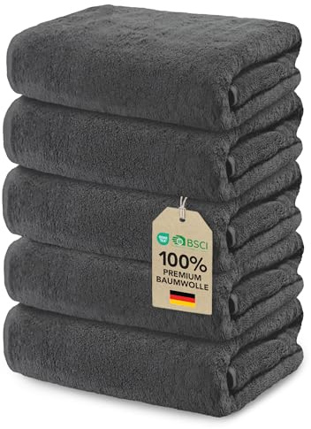 Ôhm Asciugamano Viso Cotone 30x30 cm Grigio Scuro Set da 5