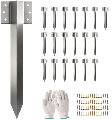 Outsunny Eisenbahnschwellen-Halterungen aus Metall mit Schrauben, 20 Stück | Metall-Garten-Hochbeetpfähle, Handschuhe, Schwellen-Halterungen für Einfahrten, Garten, Hochbeete, Landschaftsbau