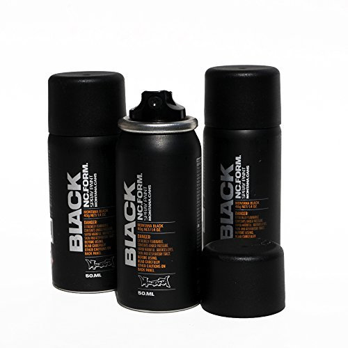 Montana - Set di 3 mini vernice spray da 50 ml, colore: Nero