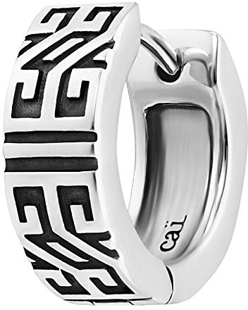 cai Herren Single Creole 925/- Sterling Silber 1,4cm Matt/Glanz weiß 132210514